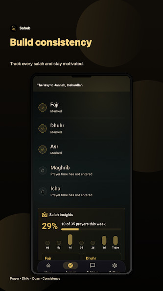 Saheb Prayer Journey screen.